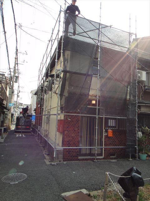 外壁足場設置