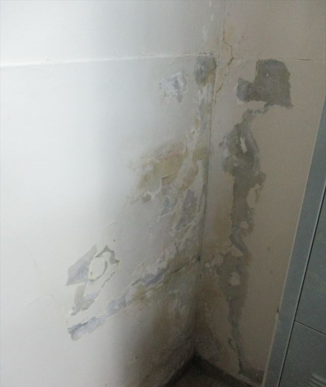 雨水で剥がれた壁