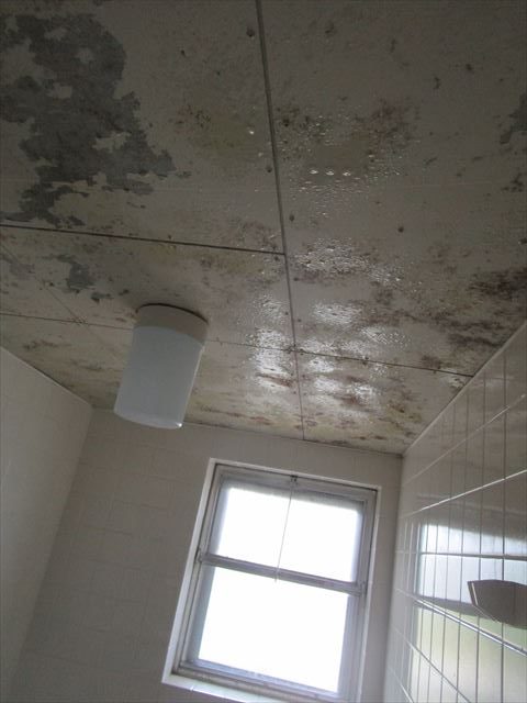 大阪市鶴見区で集合住宅内の室内浴室が劣化のために天井塗装を行いました。